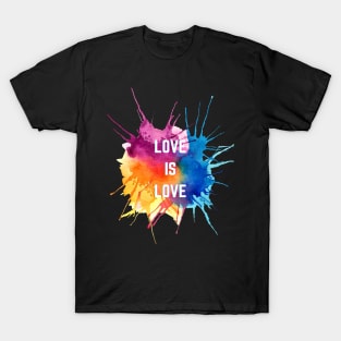 Love is love rainbow paint lgbt gay pride design T-Shirt